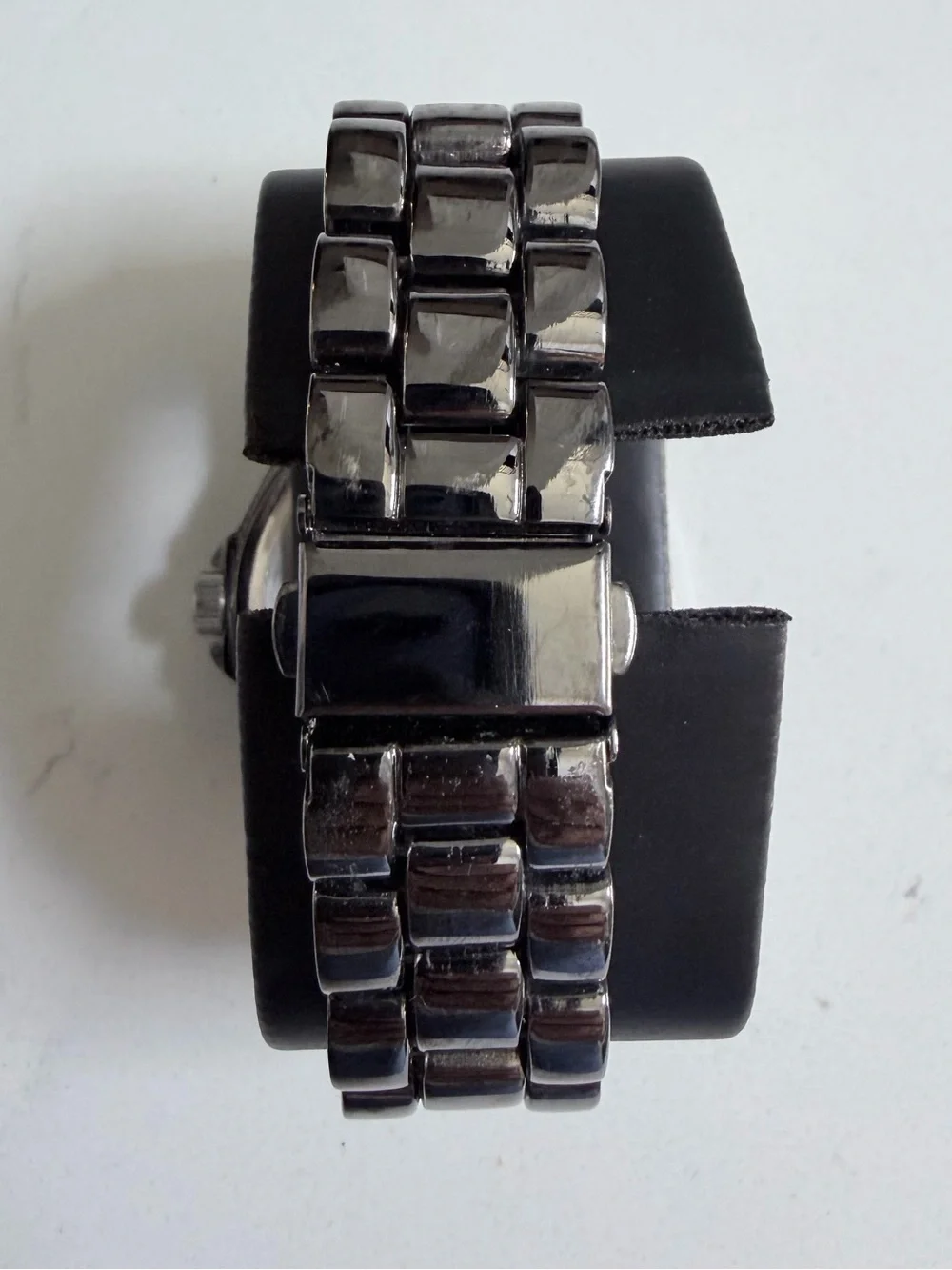 Curations by Stefani Greenfield  Pavé Crystal Watch in Gunmetal w/Baguette Bezel